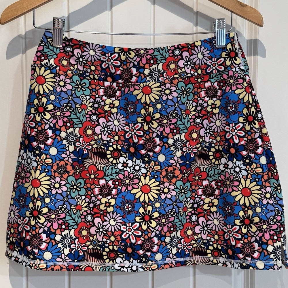 LouKeith Floral Tennis Skort Skirt Golf Athletic Activewear Retro‎ Mod Sz Medium
